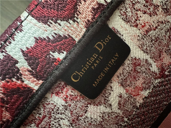 MEDIUM Dior BOOK TOTE Multicolor Mizza Embroidery Burgundy High