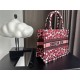 SMALL Dior BOOK TOTE Multicolor Mizza Embroidery Burgundy High