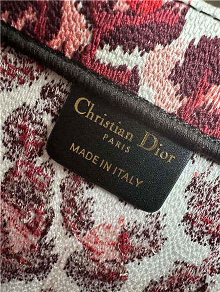 SMALL Dior BOOK TOTE Multicolor Mizza Embroidery Burgundy High