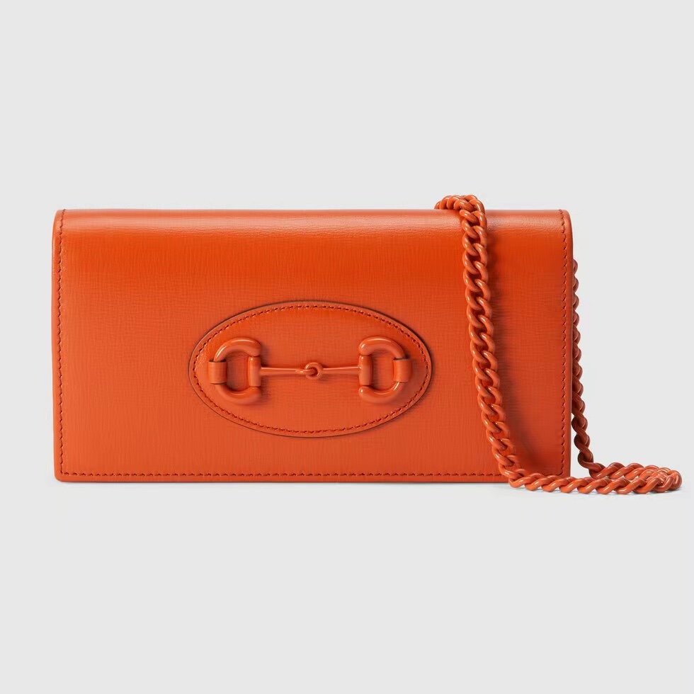 Gucci Horsebit 1955 wallet with chain Leather 621892 Orange High