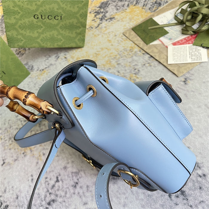 Gucci BAMBOO SMALL BACKPACK 702101 Leather Blue High