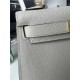 Hermes Kelly Mini II Bag Epsom Leather WAX Silver/Gold Metal Pearl Gray High