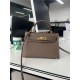 Hermes Kelly Mini II Bag Epsom Leather WAX Silver/Gold Metal Etoupe High