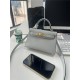 Hermes Kelly Mini II Bag Epsom Leather WAX Silver/Gold Metal Blue Pale High