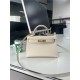 Hermes Kelly Mini II Bag Epsom Leather WAX Silver/Gold Metal Craie High