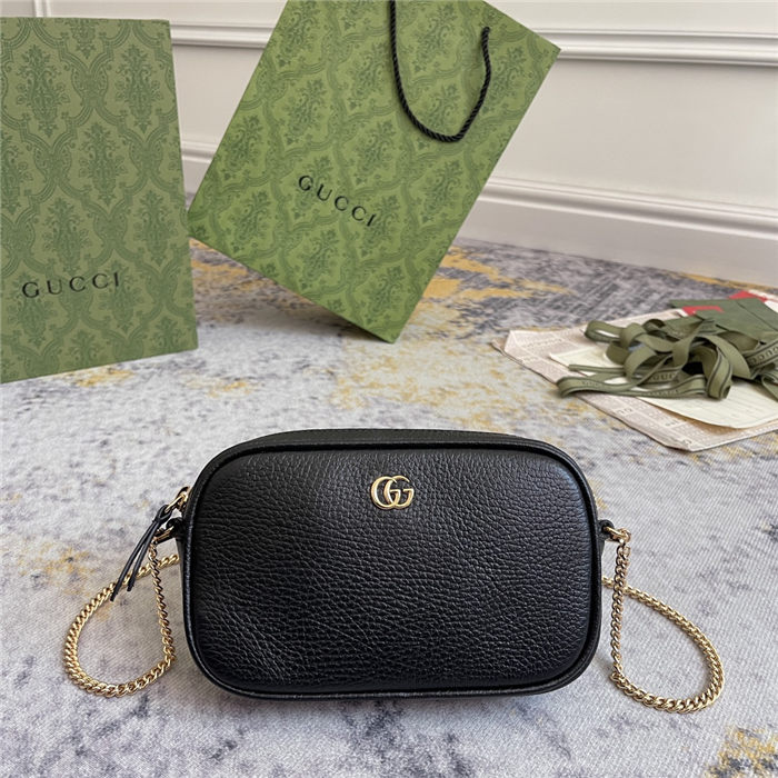 GG MARMONT MINI SHOULDER BAG 772759 Leather Black high