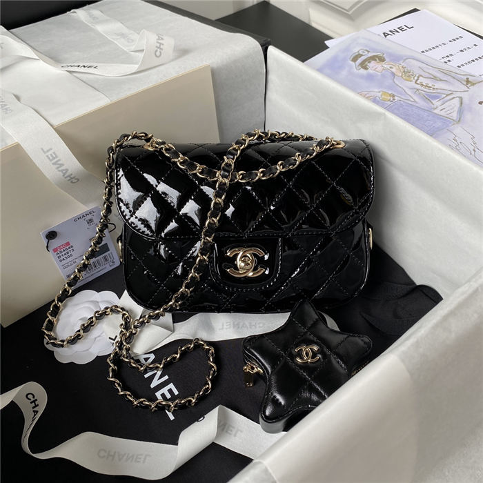 Chanel MINI FLAP BAG & STAR COIN PURSE AS4646 Calfskin & Gold-Tone Metal Black A