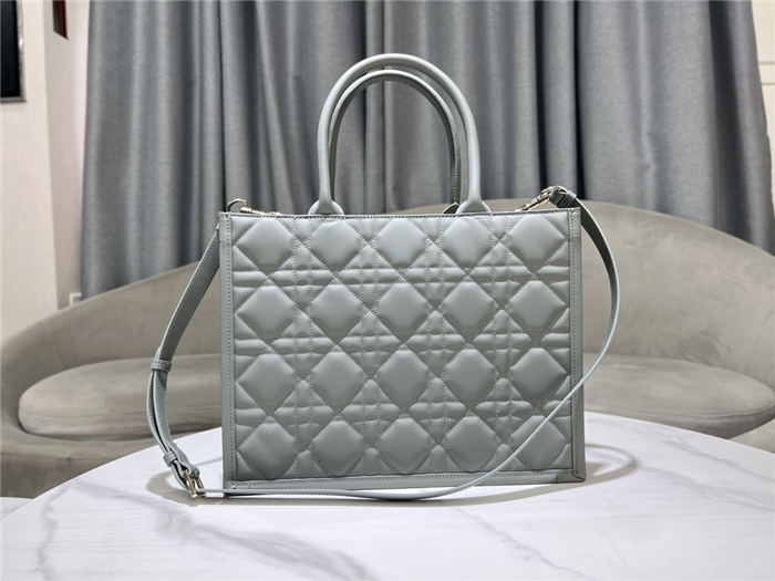 MEDIUM Dior BOOK TOTE Macrocannage Calfskin Grey High