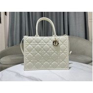 MEDIUM Dior BOOK TOTE Macrocannage Calfskin White High