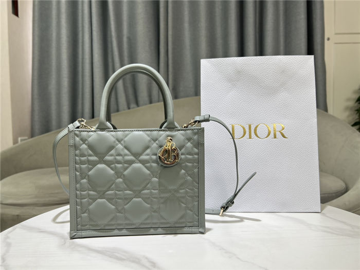 SMALL Dior BOOK TOTE Macrocannage Calfskin Grey High