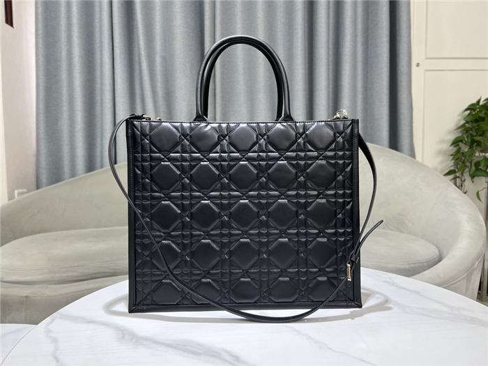 LARGE Dior BOOK TOTE Macrocannage Calfskin Black High