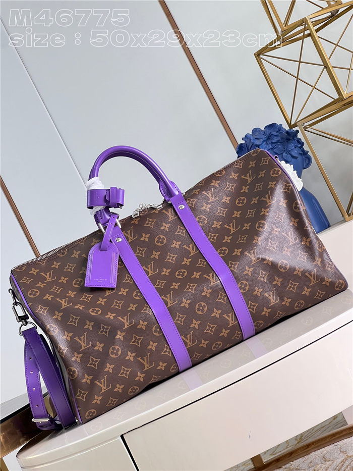 Louis Vuitton Keepall Bandoulière 50 Monogram Macassar M46775 Purple High