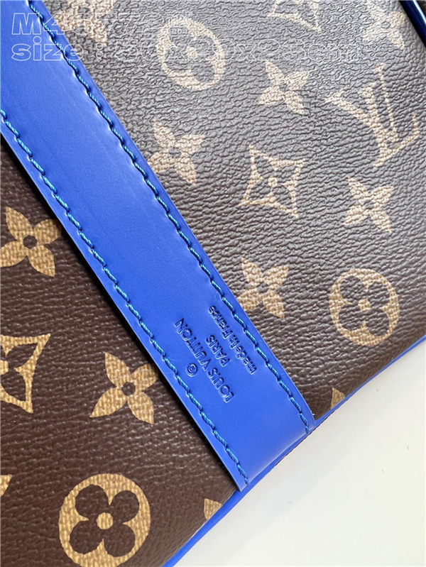 Louis Vuitton Keepall Bandoulière 50 Monogram Macassar M46772 Blue High