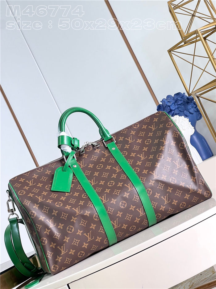 Louis Vuitton Keepall Bandoulière 50 Monogram Macassar M46774 Green High