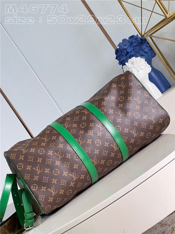 Louis Vuitton Keepall Bandoulière 50 Monogram Macassar M46774 Green High