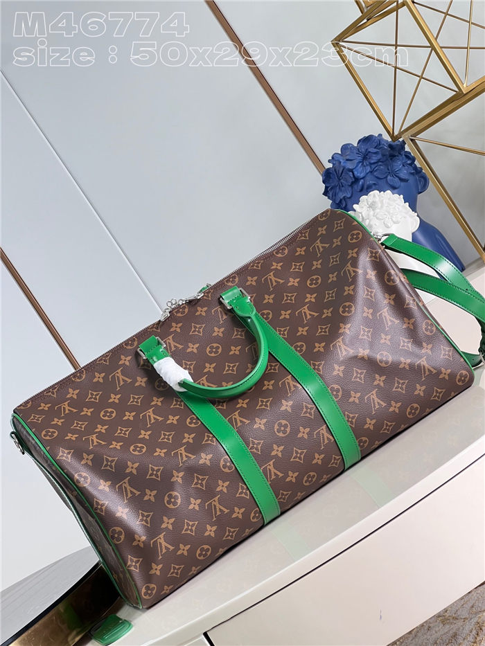 Louis Vuitton Keepall Bandoulière 50 Monogram Macassar M46774 Green High