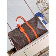 Louis Vuitton Keepall Bandoulière 50 Monogram Macassar M46770 Orange High