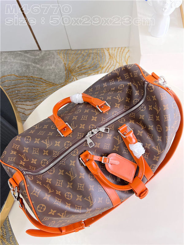 Louis Vuitton Keepall Bandoulière 50 Monogram Macassar M46770 Orange High