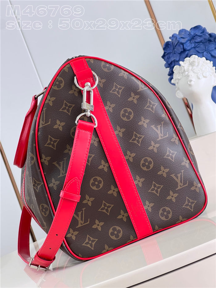 Louis Vuitton Keepall Bandoulière 50 Monogram Macassar M46769 Red High