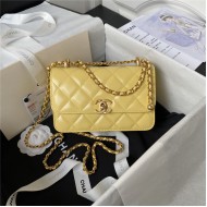 Chanel MINI FLAP BAG Calfskin & Gold-Tone Metal AS2615 Yellow A