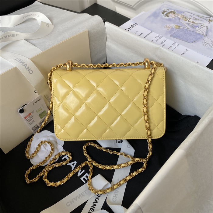 Chanel MINI FLAP BAG Calfskin & Gold-Tone Metal AS2615 Yellow A