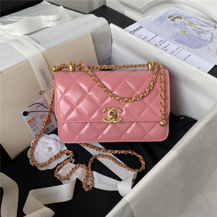 Chanel MINI FLAP BAG Calfskin & Gold-Tone Metal AS2615 Pink A