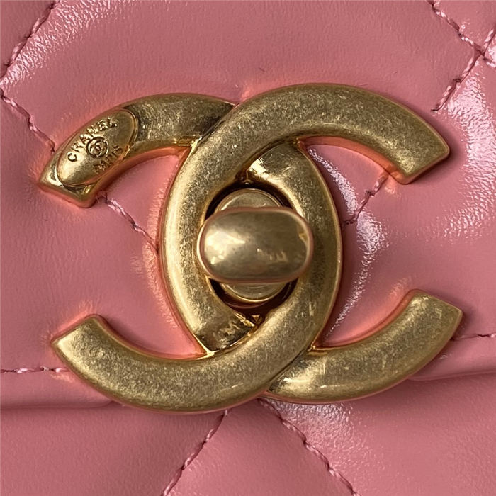 Chanel MINI FLAP BAG Calfskin & Gold-Tone Metal AS2615 Pink A