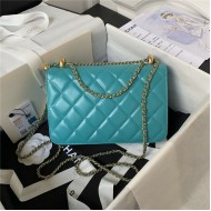 Chanel SMALL FLAP BAG Calfskin & Gold-Tone Metal AS2649 Green A