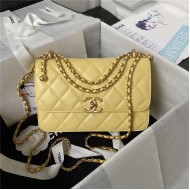 Chanel SMALL FLAP BAG Calfskin & Gold-Tone Metal AS2649 Yellow A