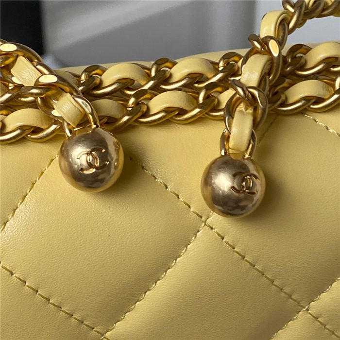 Chanel SMALL FLAP BAG Calfskin & Gold-Tone Metal AS2649 Yellow A