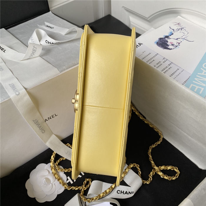 Chanel SMALL FLAP BAG Calfskin & Gold-Tone Metal AS2649 Yellow A