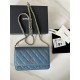 Classic Wallet on Chain A33814 Smaller-Grained Calfskin Gold/Silver Metal Blue B