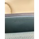 Classic Wallet on Chain A33814 Smaller-Grained Calfskin Gold/Silver Metal Blue B