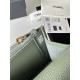 Classic Wallet on Chain A33814 Smaller-Grained Calfskin Gold/Silver Metal Green B