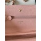 Classic Wallet on Chain A33814 Smaller-Grained Calfskin Gold/Silver Metal Pink B