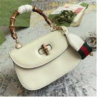 Gucci Bamboo 1947 Medium top handle bag Leather White 672206 High