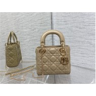 MINI LADY Dior BAG Cannage Lambskin Gold Metal Natural High