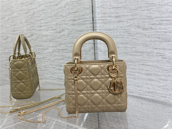 MINI LADY Dior BAG Cannage Lambskin Gold Metal Natural High