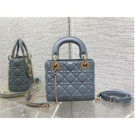 MINI LADY Dior BAG Cannage Lambskin Gold Metal Blue High