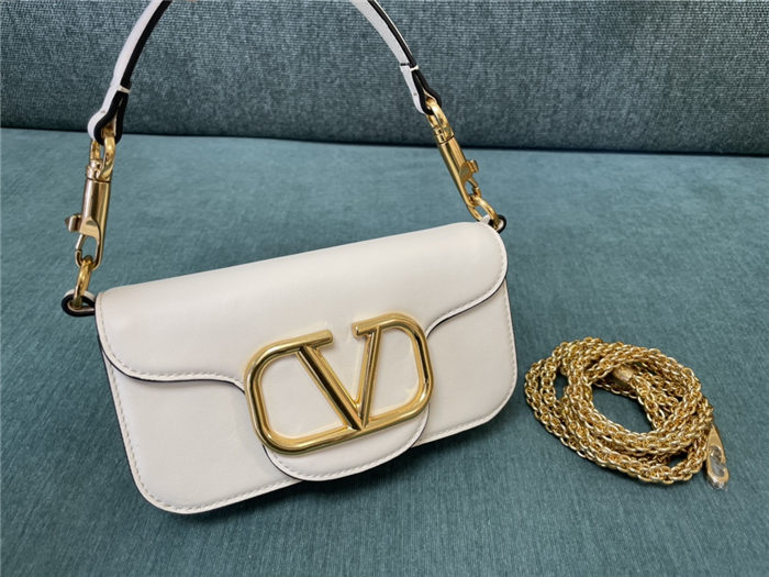 Valentino Garavani MINILOCO Crossbody Bag Calfskin Leather White High