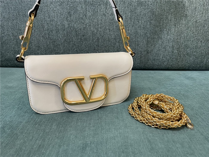 Valentino Garavani MINILOCO Crossbody Bag Calfskin Leather White High