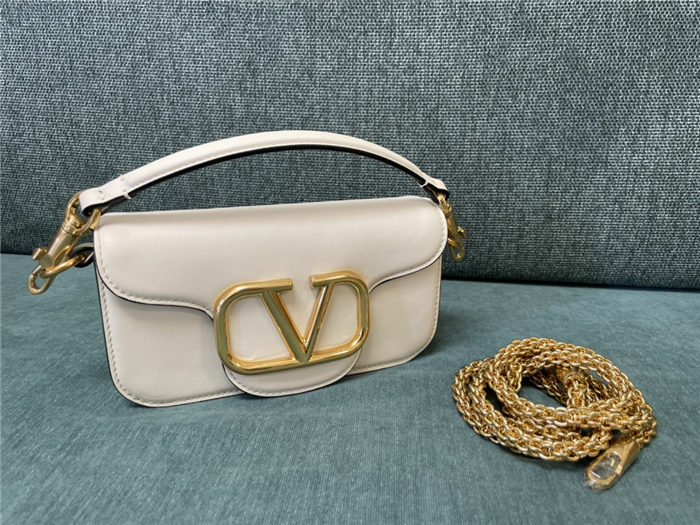 Valentino Garavani MINILOCO Crossbody Bag Calfskin Leather White High