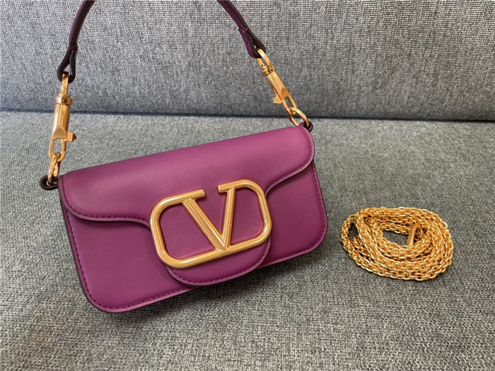 Valentino Garavani MINILOCO Crossbody Bag Calfskin Leather Purple High