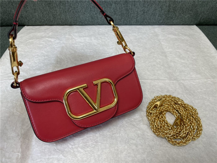 Valentino Garavani MINILOCO Crossbody Bag Calfskin Leather Red High