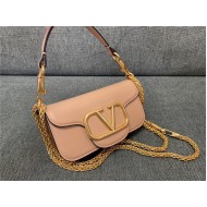 Valentino Garavani MINILOCO Crossbody Bag Calfskin Leather Beige Gold High