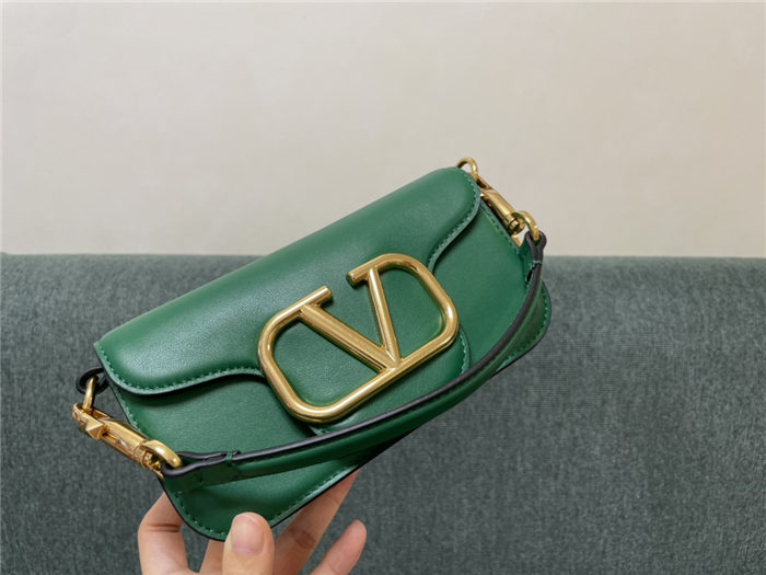 Valentino Garavani MINILOCO Crossbody Bag Calfskin Leather Green High