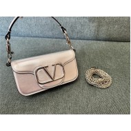 Valentino Garavani MINILOCO Crossbody Bag Calfskin Leather Silver Iridescent High