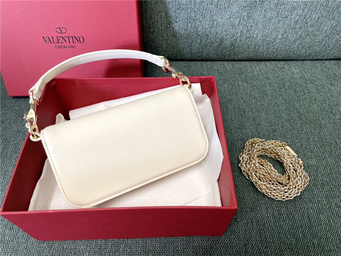 Valentino Garavani MINILOCO Crossbody Bag Calfskin Leather White-White High