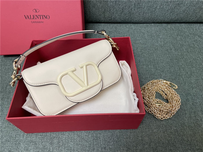 Valentino Garavani MINILOCO Crossbody Bag Calfskin Leather White-White High