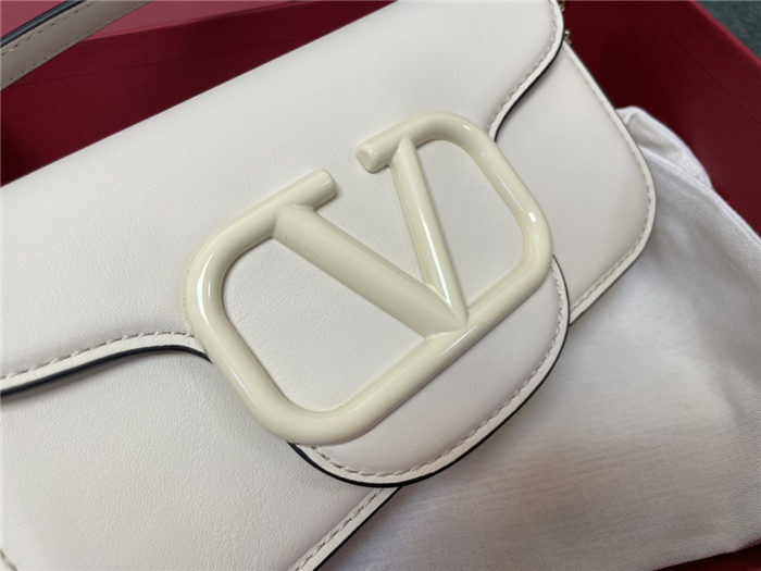 Valentino Garavani MINILOCO Crossbody Bag Calfskin Leather White-White High